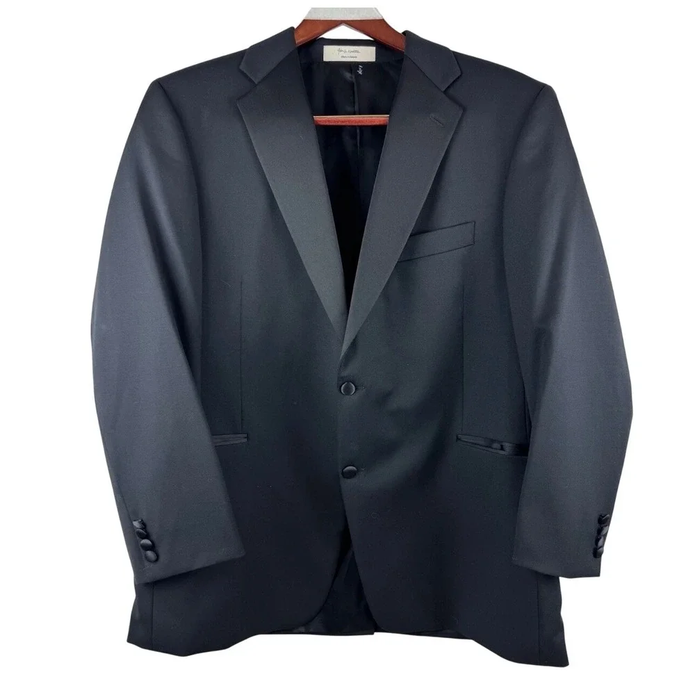 John W. Nordstrom Tuxedo Jacket Men 46R Black Wool Peak Lapel Satin Trim Canada